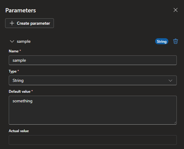 Screenshot of a Logic App Parameter.