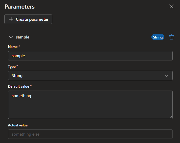 Screenshot of a Logic App Parameter.